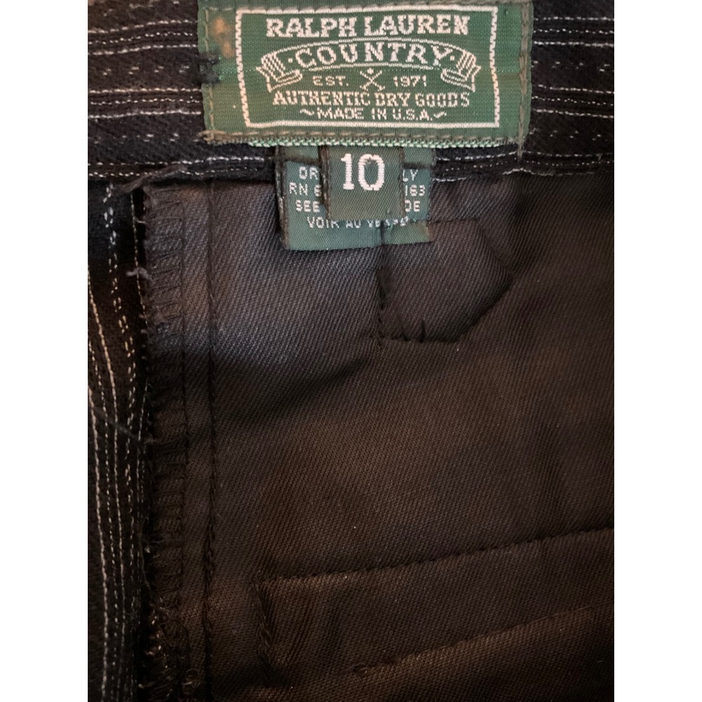Ralph Lauren Country Womens 10 Wool Pinstripe Trousers black High Rise vintage - Picture 2 of 13